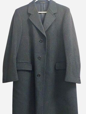 VTG 90's Black Casmere & Wool Men's Overcoat Woven In Italy Size Medium